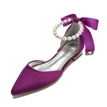 Load image into Gallery viewer, Pointed Toe Ankle Strap Pearls Ribbon Women Shoes