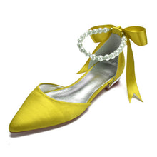 Load image into Gallery viewer, Pointed Toe Ankle Strap Pearls Ribbon Women Shoes