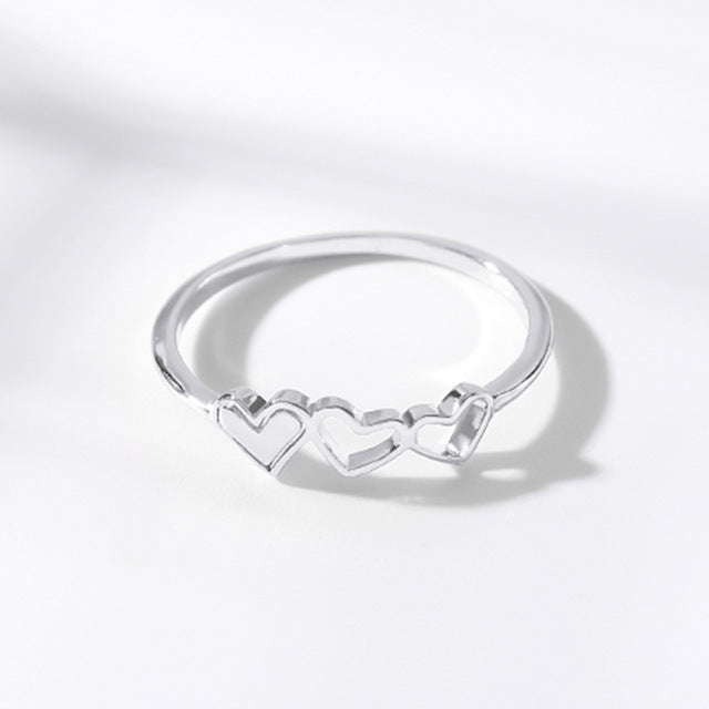 Cute Three Heart Women Ring