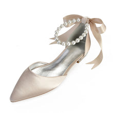 Load image into Gallery viewer, Pointed Toe Ankle Strap Pearls Ribbon Women Shoes
