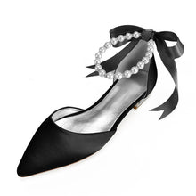 Load image into Gallery viewer, Pointed Toe Ankle Strap Pearls Ribbon Women Shoes
