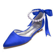 Load image into Gallery viewer, Pointed Toe Ankle Strap Pearls Ribbon Women Shoes
