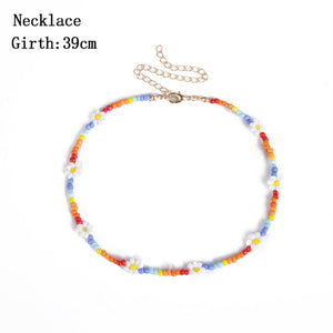 Bohemian Colorful Seed Bead Flower Choker Necklace