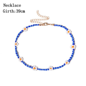 Bohemian Colorful Seed Bead Flower Choker Necklace