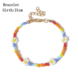 Bohemian Colorful Seed Bead Flower Choker Necklace