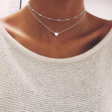 Load image into Gallery viewer, Multilayer Tassel Love Heart Charm Chokers Necklace
