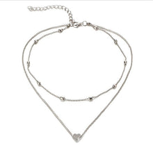 Load image into Gallery viewer, Multilayer Tassel Love Heart Charm Chokers Necklace
