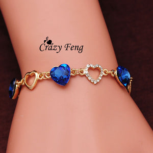 Crystal Chain Heart Lover Bracelets Bangle