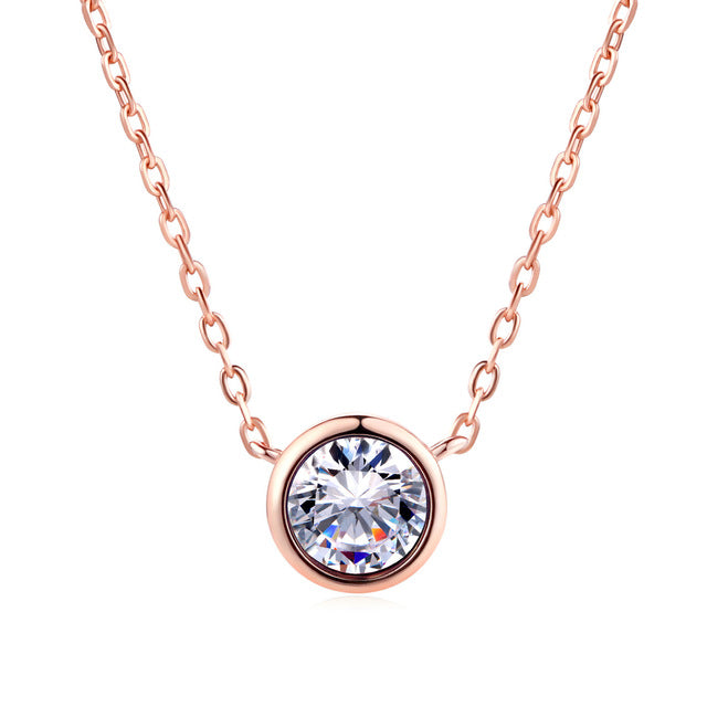 Simply Small Round 1 carat Cubic Zirconia Pendant Necklace