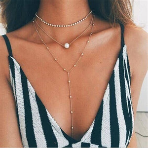 Fashion Sequins Multi Layer long Necklaces