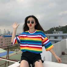 Load image into Gallery viewer, Women Rainbow Striped Tops
