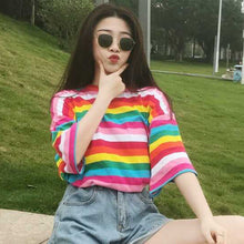 Load image into Gallery viewer, Women Rainbow Striped Tops

