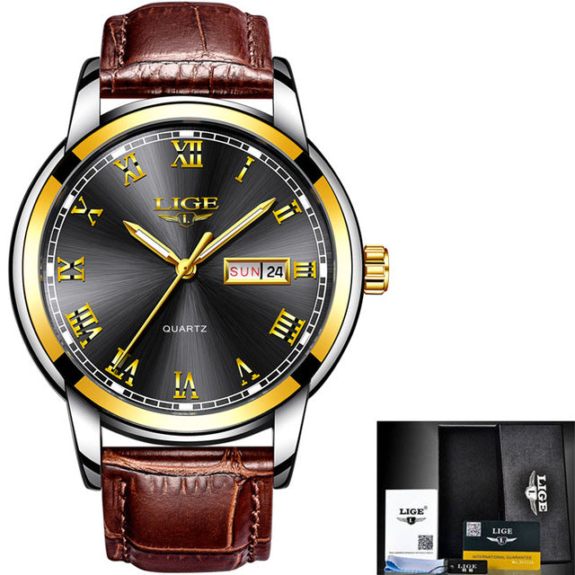 Luxury Leather Business Waterproof Watch