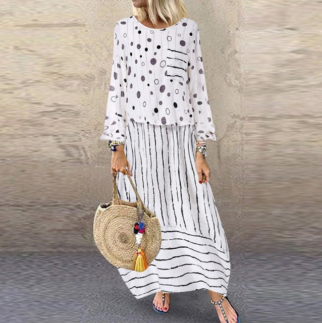 Women Polka dot loose fake two-piece dress